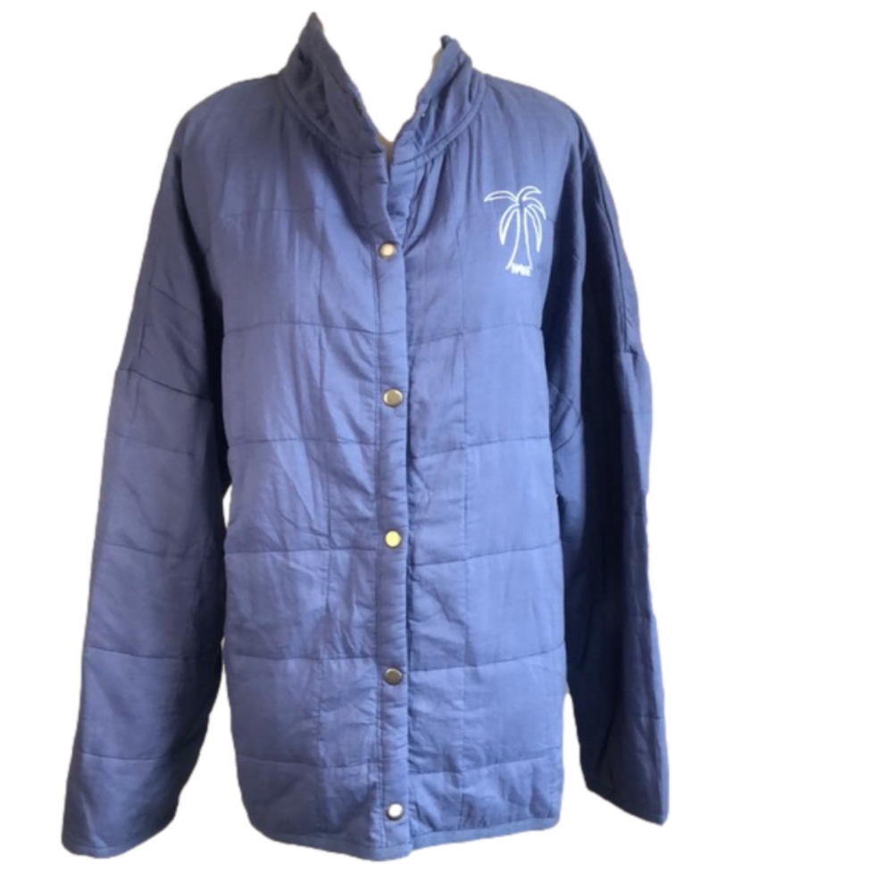 AMUSE SOCIETY Blue Seabreeze Snap Quilted Cotton Jacket New Size‎ XXL Palm Tree